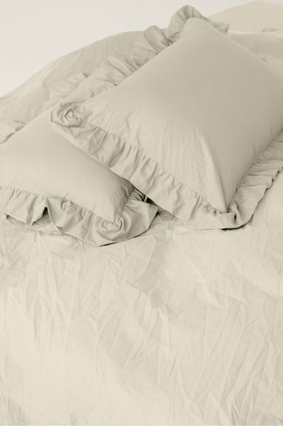 Washed cotton bedding with ruffles Brie, Double, 2, Flat Sheet