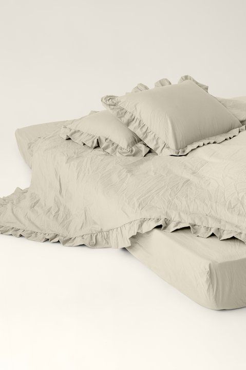 Washed cotton bedding with ruffles Brie, Double, 2, Flat Sheet