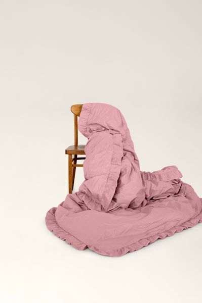 Washed cotton bedding with ruffles Strawberry pink, Double, 2, Flat Sheet
