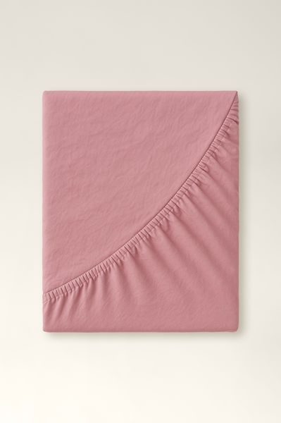Washed cotton bedding with ruffles Strawberry pink, Double, 2, Flat Sheet