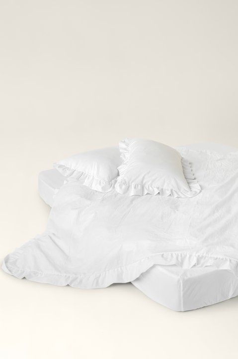 Washed cotton bedding with ruffles Cloud, Double, 2, Flat Sheet