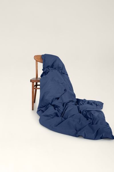 Washed cotton bedding Navy, Double, 2, Flat Sheet