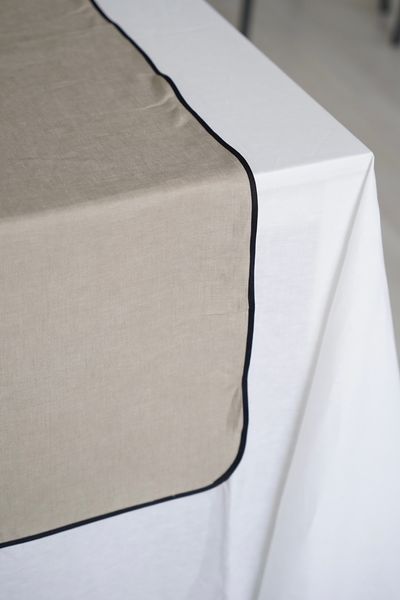 Beige linen Line table runner