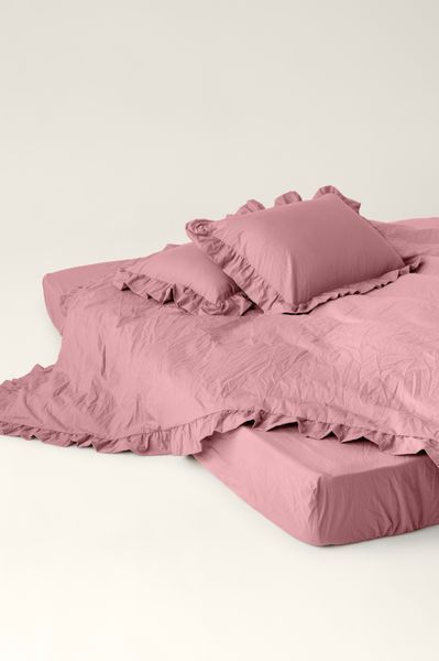 Boiled cotton pillowcases with ruffles Strawberry pink, Standard 50 x 70 cm, 2