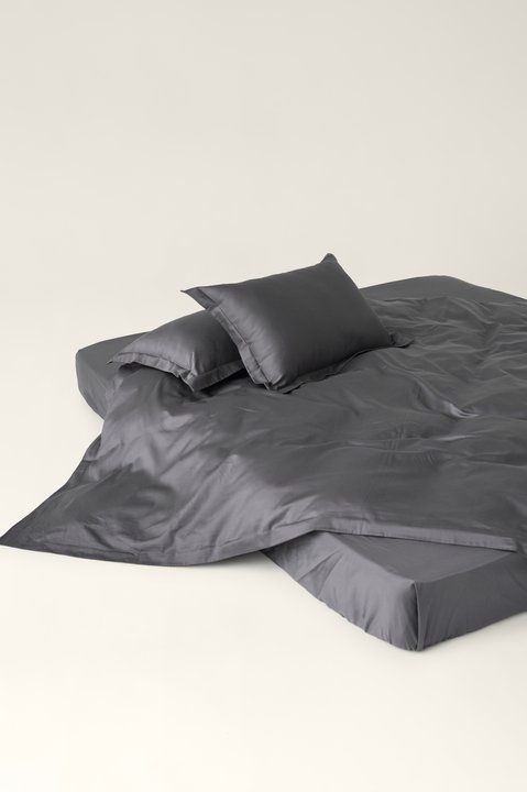 Satin bedding Graphite, Double, 2, Flat Sheet