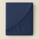 Washed cotton bedding with ruffles Navy, Double, 2, Flat Sheet