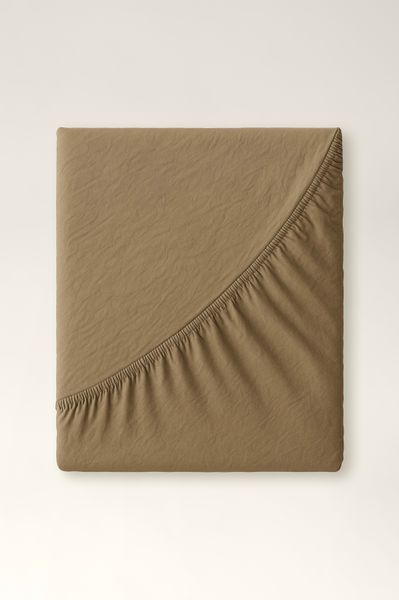 Washed cotton bedding with ruffles Amber, Double, 2, Flat Sheet
