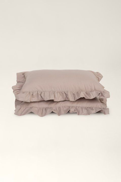 Boiled cotton pillowcases with ruffles Sand, Standard 50 x 70 cm, 2