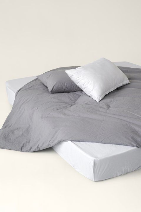 Washed cotton bedding Ash & Cloud, Double, 2, Flat Sheet