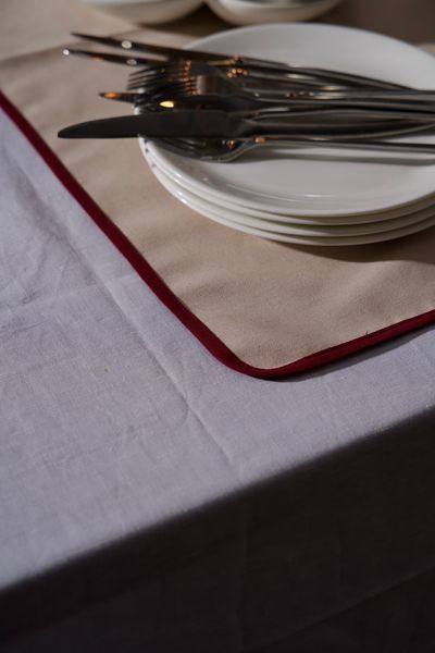Claret Beige linen table runner