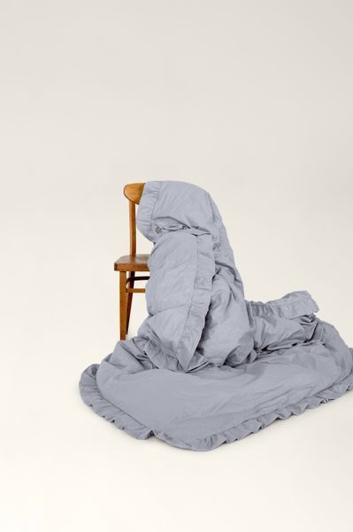 Washed cotton bedding with ruffles Ash, Double, 2, Flat Sheet