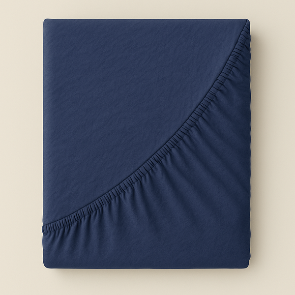 Washed cotton bedding Navy, Double, 2, Flat Sheet