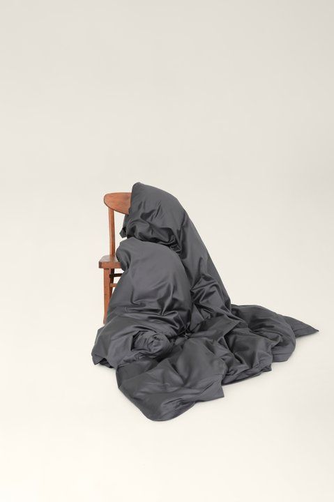 Graphite satin duvet cover, Double