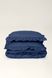 Washed cotton bedding with ruffles Navy, Double, 2, Flat Sheet